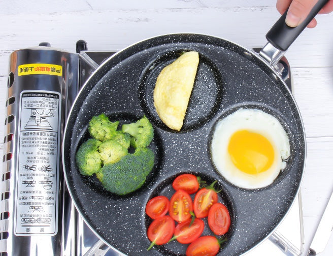 4-Cup Nonstick Egg & Pancake Frying Pan, Multi-Use Cookware for Gas Stoves, Breakfast Pan for Eggs, Pancakes