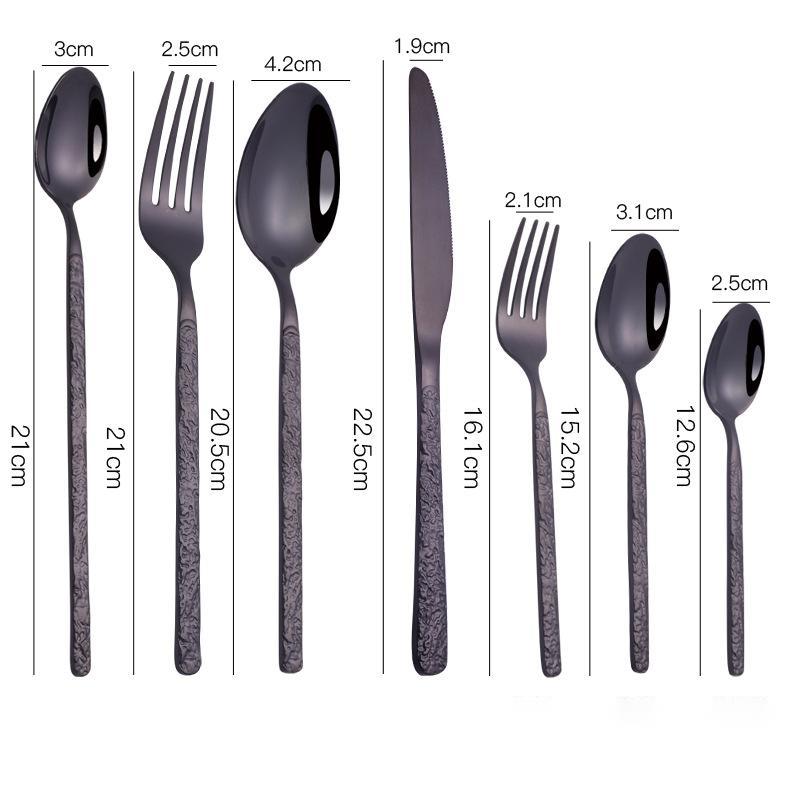 Western Steak Cutlery Set – Embossed Textured Handle Knife & Fork
