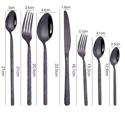 Western Steak Cutlery Set – Embossed Textured Handle Knife & Fork