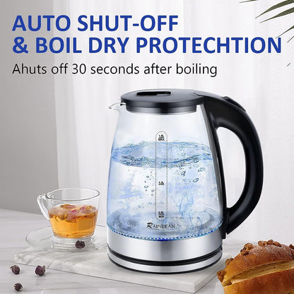 Boil Smarter – 1.8L Glass Electric Kettle with LED Glow & Auto Shut-Off Safety