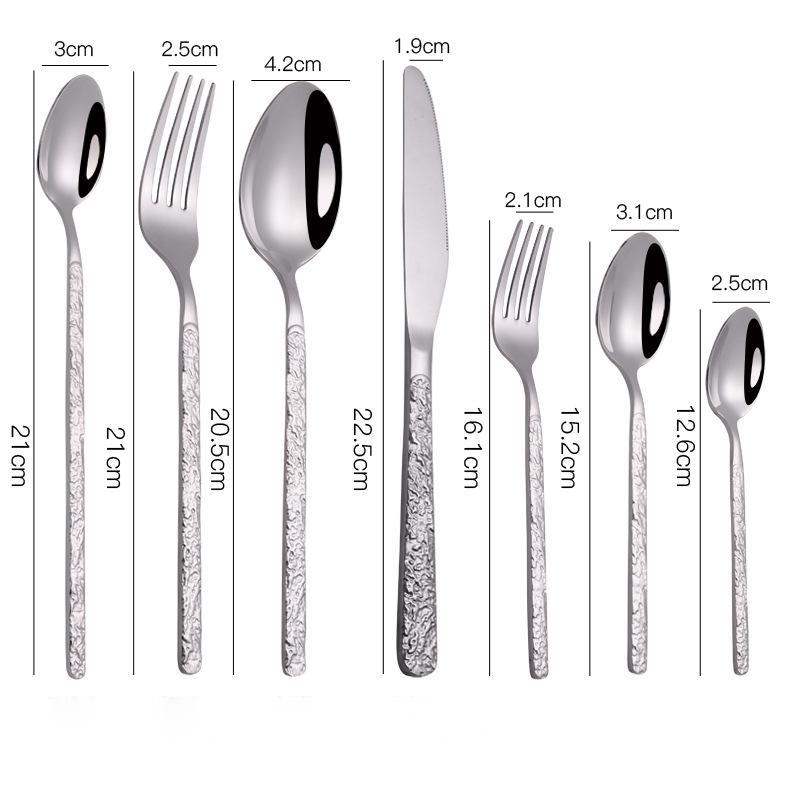 Western Steak Cutlery Set – Embossed Textured Handle Knife & Fork
