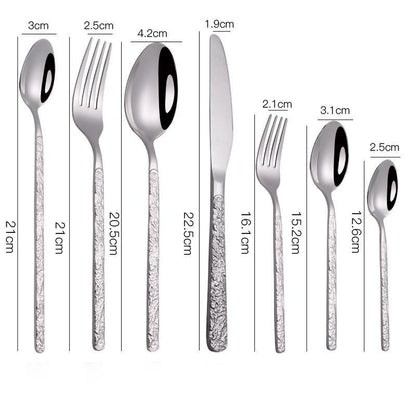 Western Steak Cutlery Set – Embossed Textured Handle Knife & Fork