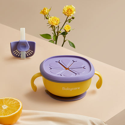 Babycare 3-in-1 Baby Feeding Bowl with Straw – Suction Snack & Soup Bowl with Handles