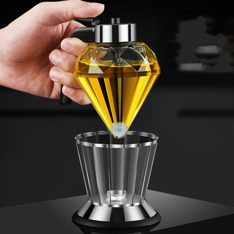 Premium Diamond Glass Oil Dispenser – Press Type Leakproof Oil Pourer for Kitchen (Olive Oil, Vinegar, Soy Sauce)