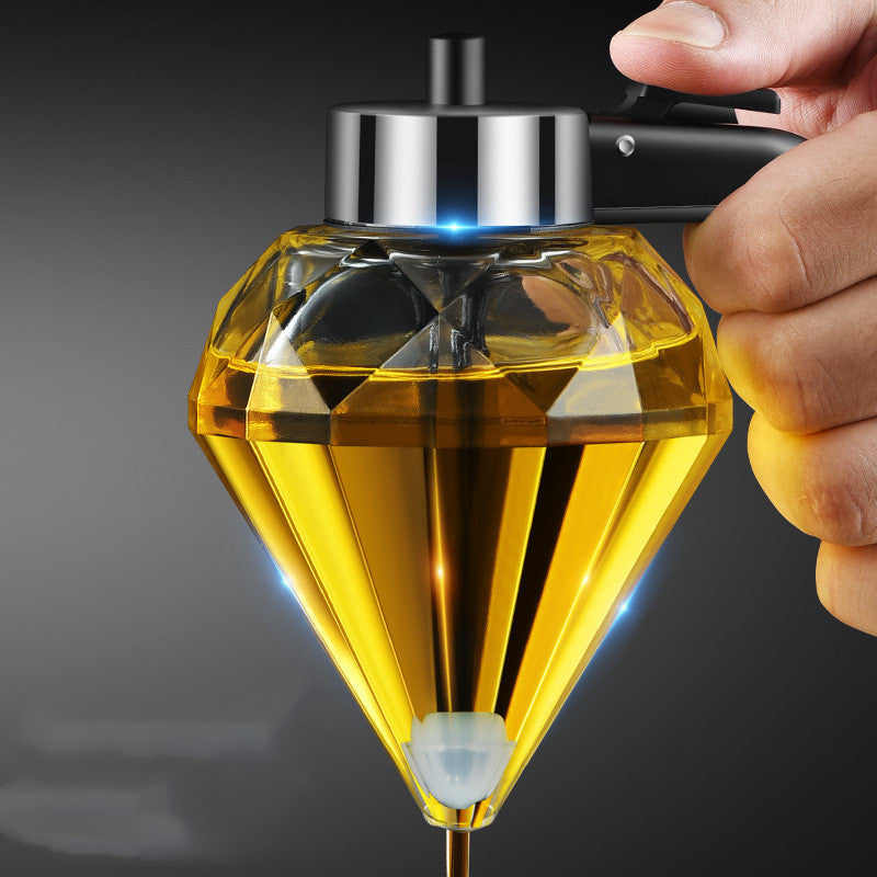 Premium Diamond Glass Oil Dispenser – Press Type Leakproof Oil Pourer for Kitchen (Olive Oil, Vinegar, Soy Sauce)