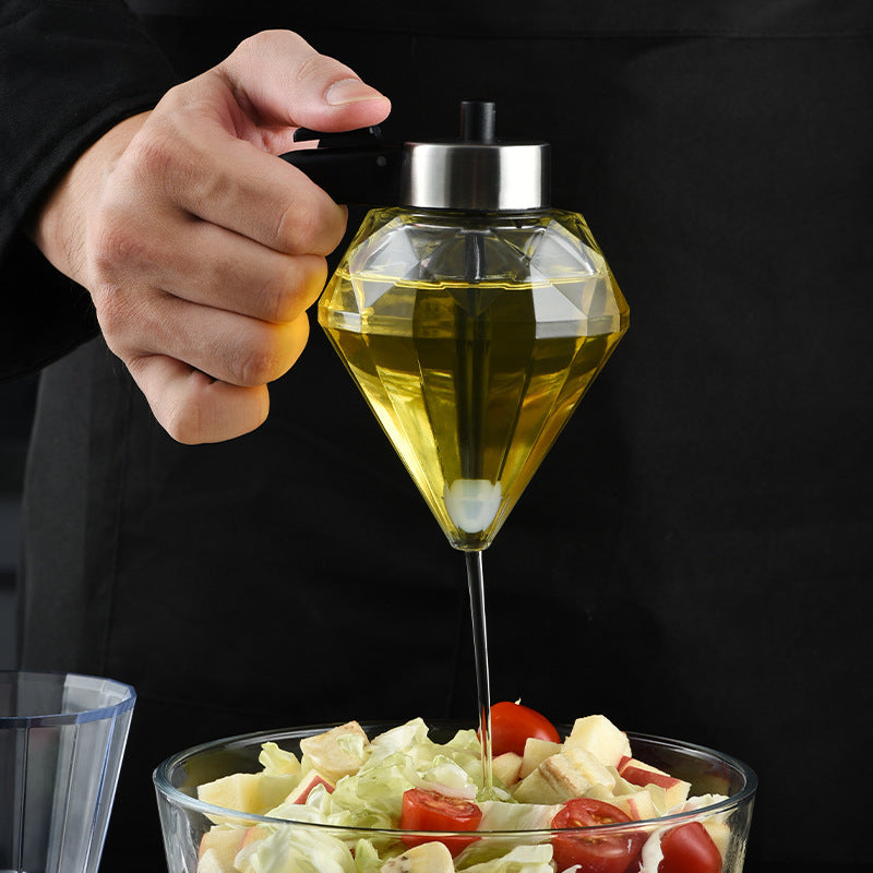 Premium Diamond Glass Oil Dispenser – Press Type Leakproof Oil Pourer for Kitchen (Olive Oil, Vinegar, Soy Sauce)