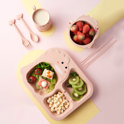 Cartoon Dinosaur Kids Dinnerware Set – Baby Plates, Bowls & Utensils