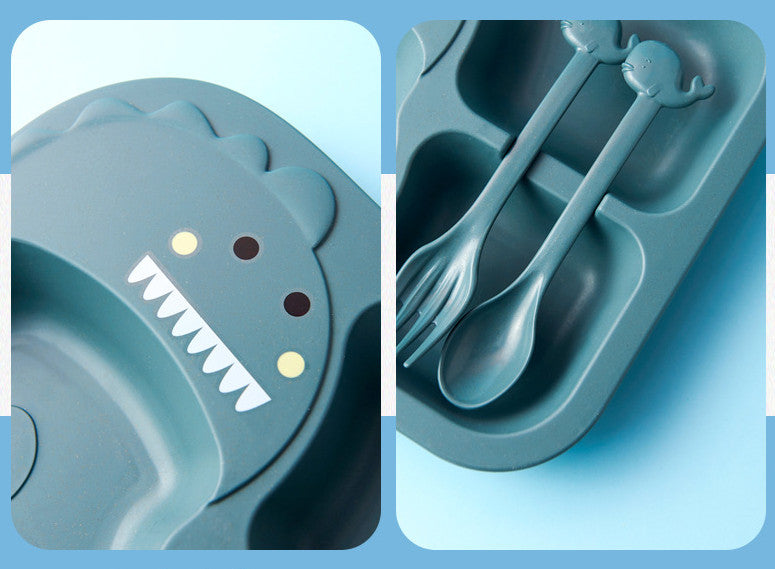 Cartoon Dinosaur Kids Dinnerware Set – Baby Plates, Bowls & Utensils