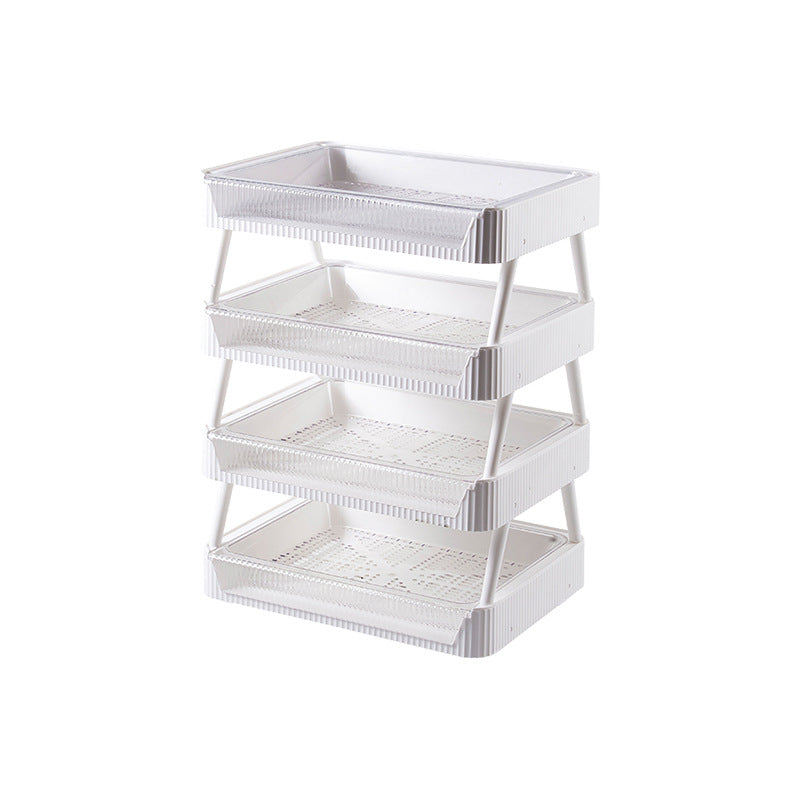 Foldable Kitchen Storage Rack with Draining Basket – Stackable Fruit & Vegetable Organizer, Space-Saving Shelf
