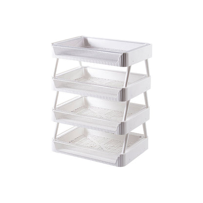 Foldable Kitchen Storage Rack with Draining Basket – Stackable Fruit & Vegetable Organizer, Space-Saving Shelf