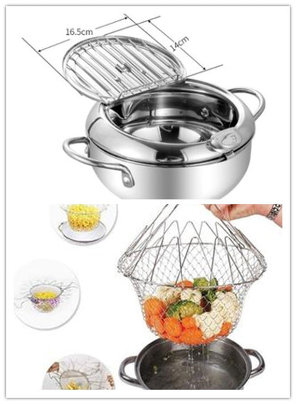 Professional Stainless Steel Telescopic Frying Basket – French Fries Degreasing Kitchen Tool
