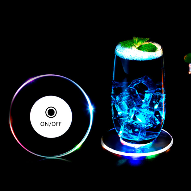 LED Luminous Drink Coaster Flashing Acrylic Crystal Base for Bar, Party & Cocktail Glass