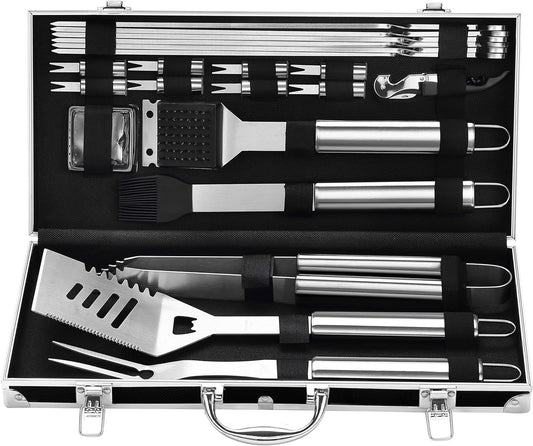 All-in-One BBQ Toolkit – Stainless Steel Grill Set with Case, Perfect for Outdoor Chef