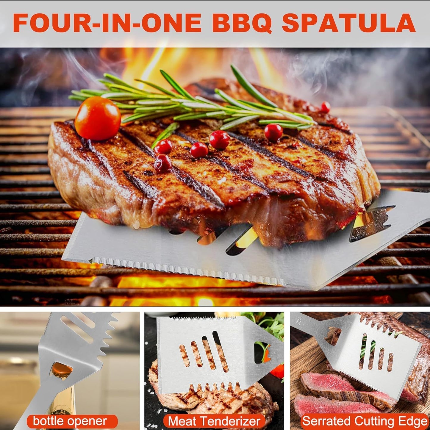 All-in-One BBQ Toolkit – Stainless Steel Grill Set with Case, Perfect for Outdoor Chef