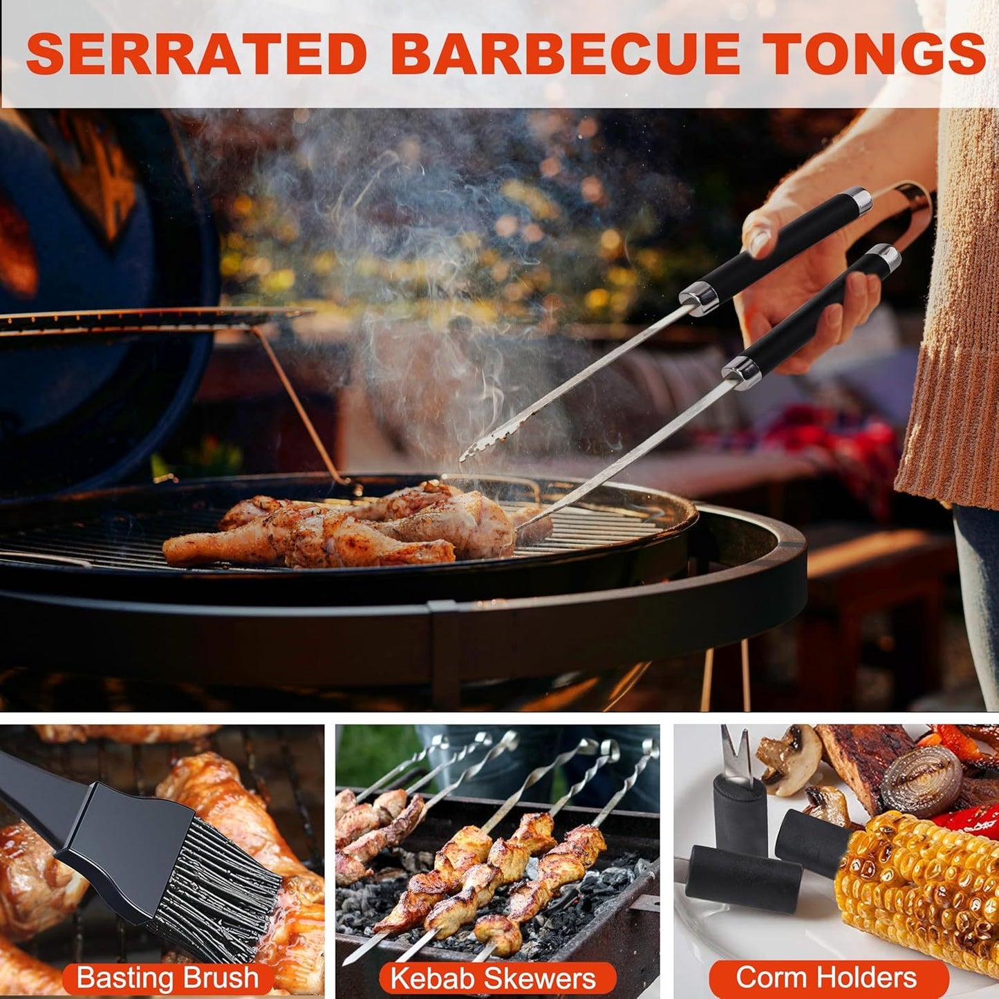 All-in-One BBQ Toolkit – Stainless Steel Grill Set with Case, Perfect for Outdoor Chef