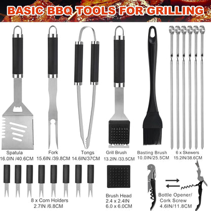 All-in-One BBQ Toolkit – Stainless Steel Grill Set with Case, Perfect for Outdoor Chef