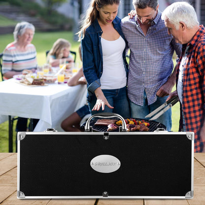 All-in-One BBQ Toolkit – Stainless Steel Grill Set with Case, Perfect for Outdoor Chef