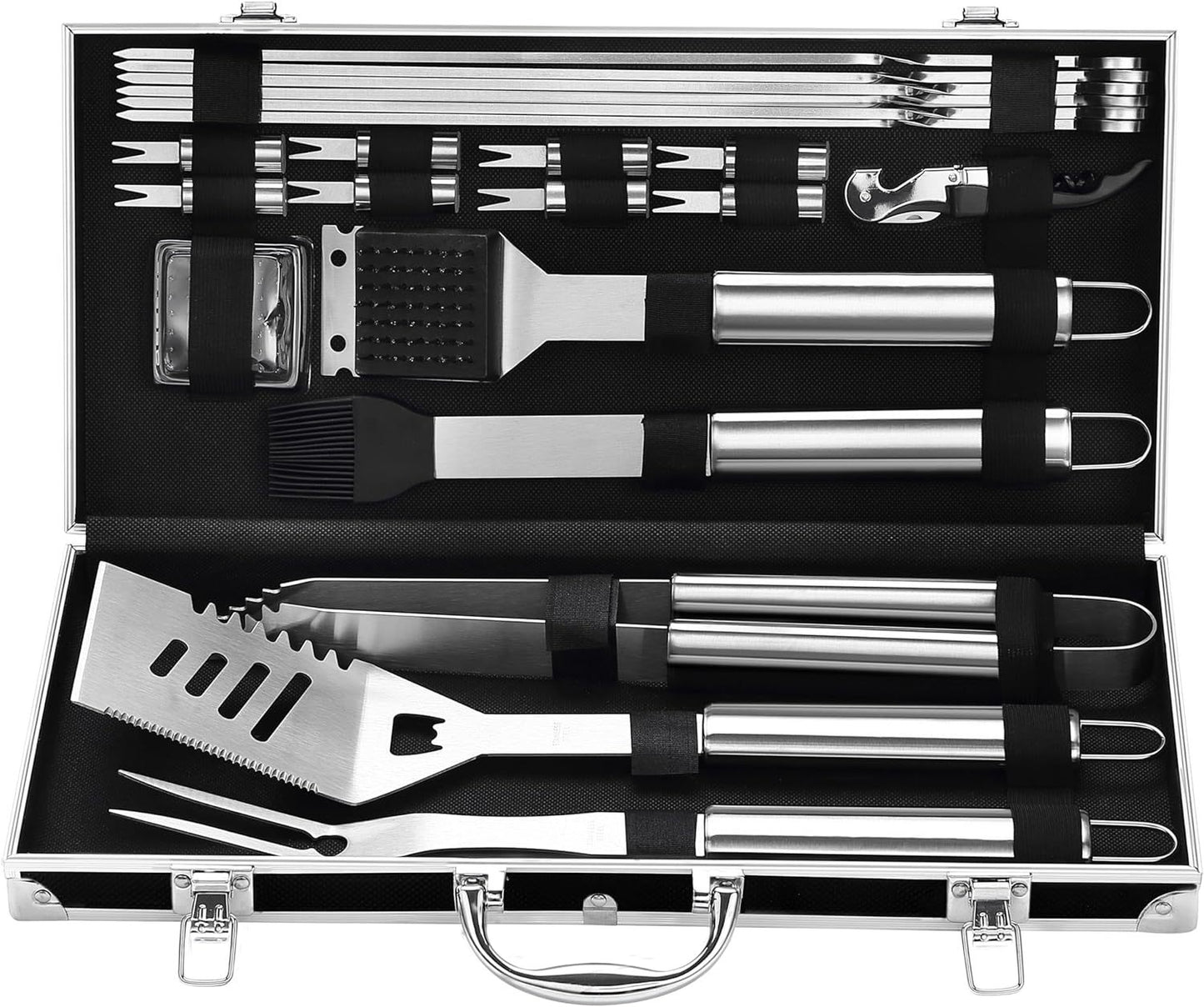 All-in-One BBQ Toolkit – Stainless Steel Grill Set with Case, Perfect for Outdoor Chef