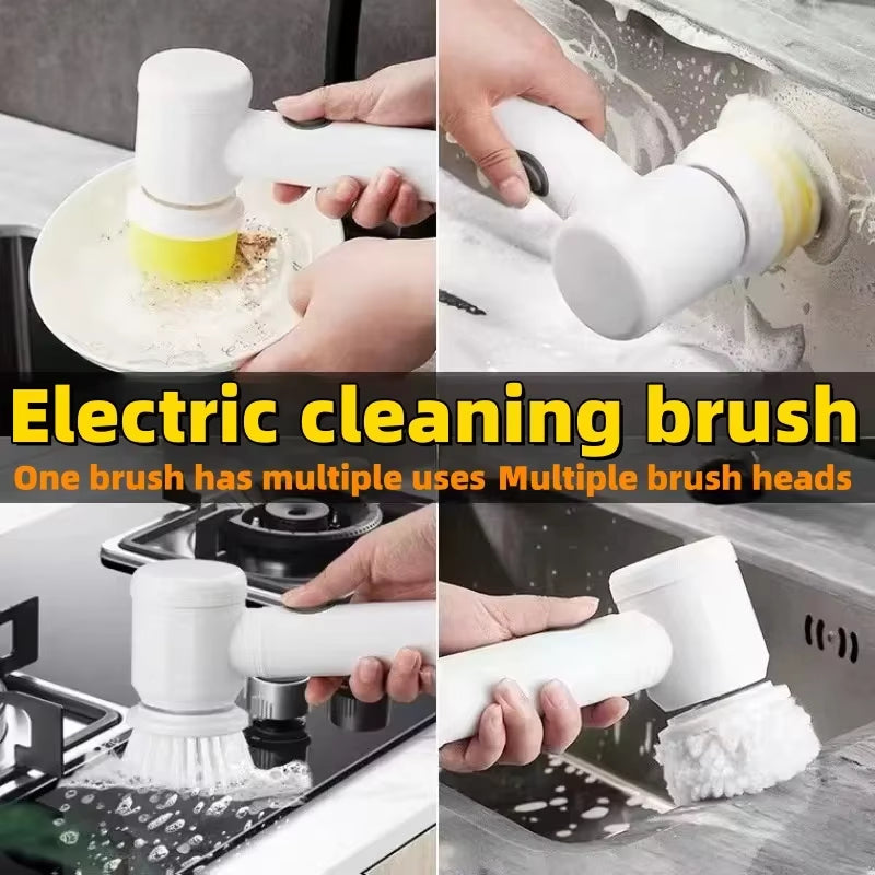 5-in-1 Electric Spin Scrubber Cordless Cleaning Brush for Bathroom, Bathtub & Kitchen