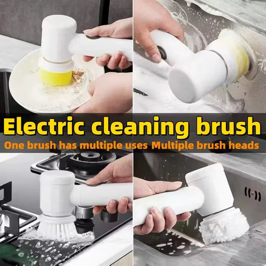 5-in-1 Electric Spin Scrubber Cordless Cleaning Brush for Bathroom, Bathtub & Kitchen