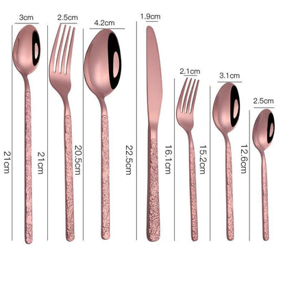 Western Steak Cutlery Set – Embossed Textured Handle Knife & Fork