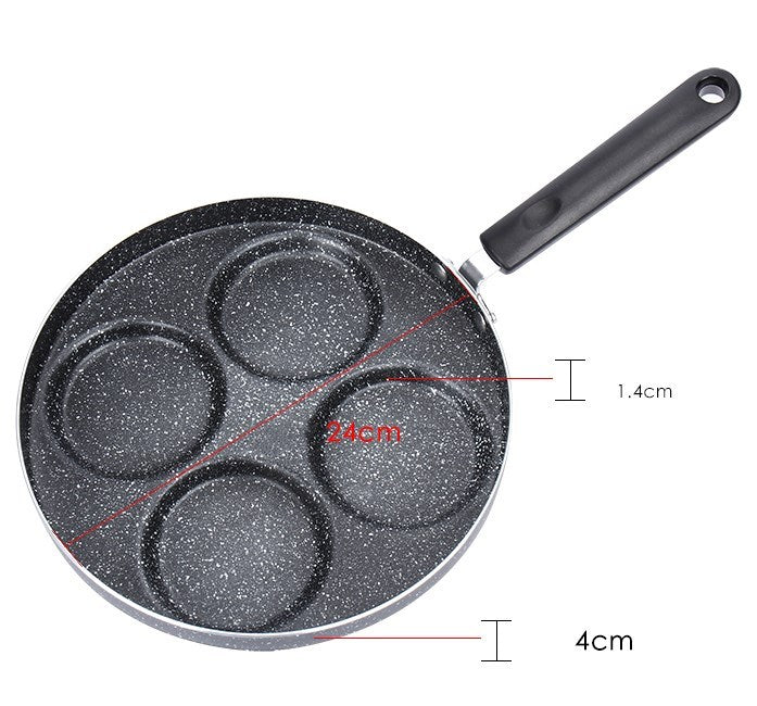 4-Cup Nonstick Egg & Pancake Frying Pan, Multi-Use Cookware for Gas Stoves, Breakfast Pan for Eggs, Pancakes