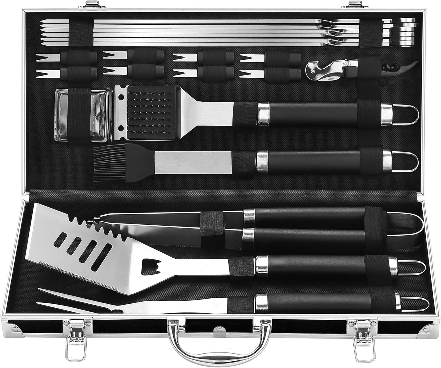 All-in-One BBQ Toolkit – Stainless Steel Grill Set with Case, Perfect for Outdoor Chef