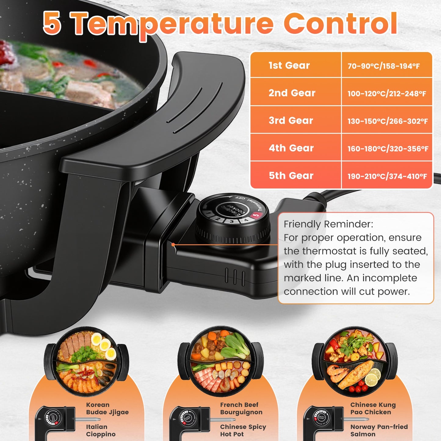 6L Electric Hot Pot with Divider – Dual Flavor Shabu Shabu Cooker, Non-Stick Hot Pot with Temperature Control (1100W)