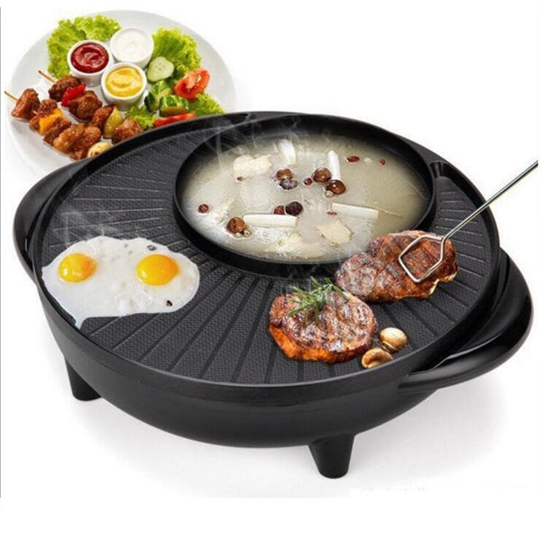 Multifunctional Electric Grill Pot – Non-Stick Electric Cooking Pot for Hot Pot & Grilling