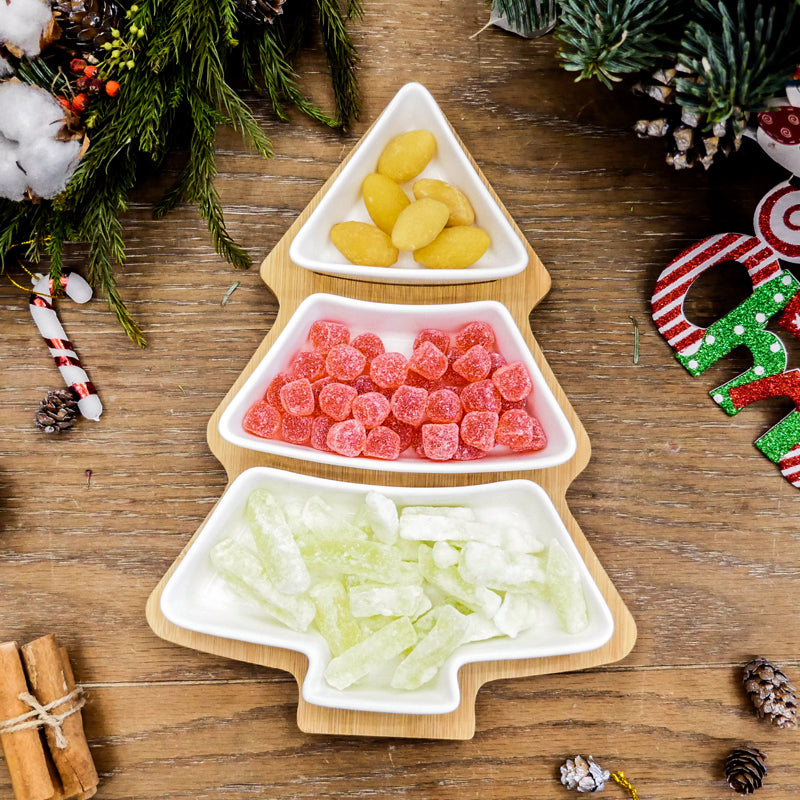 4-Piece Christmas Tree Ceramic Plate Set – Festive Holiday Dinner & Dessert Serving Plates