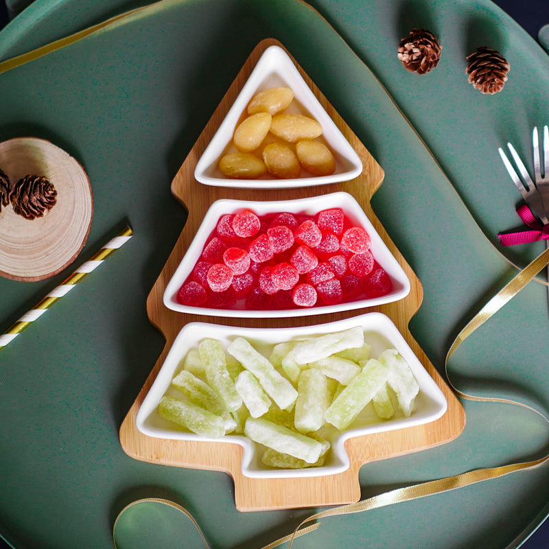 4-Piece Christmas Tree Ceramic Plate Set – Festive Holiday Dinner & Dessert Serving Plates