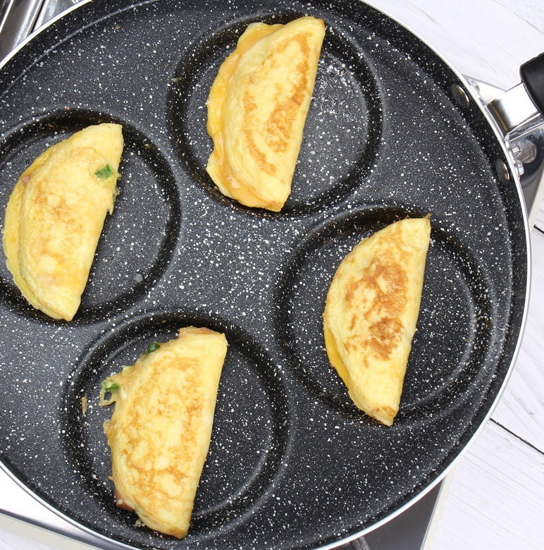 4-Cup Nonstick Egg & Pancake Frying Pan, Multi-Use Cookware for Gas Stoves, Breakfast Pan for Eggs, Pancakes