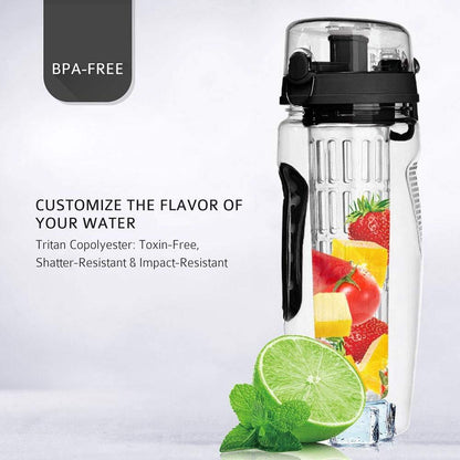 32oz Fruit Infuser Water Bottle – BPA-Free Plastic Sports Bottle with Removable Infuser