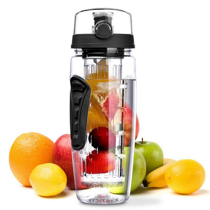 32oz Fruit Infuser Water Bottle – BPA-Free Plastic Sports Bottle with Removable Infuser
