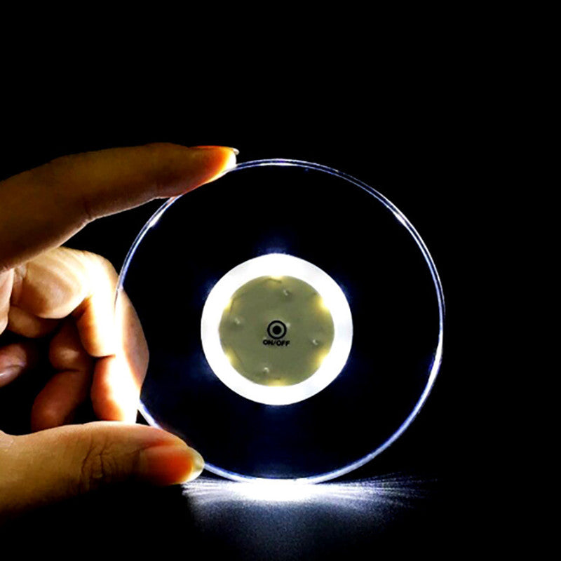 LED Luminous Drink Coaster Flashing Acrylic Crystal Base for Bar, Party & Cocktail Glass