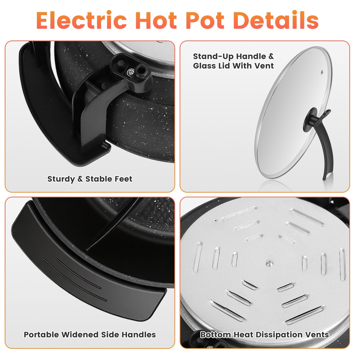 6L Electric Hot Pot with Divider – Dual Flavor Shabu Shabu Cooker, Non-Stick Hot Pot with Temperature Control (1100W)
