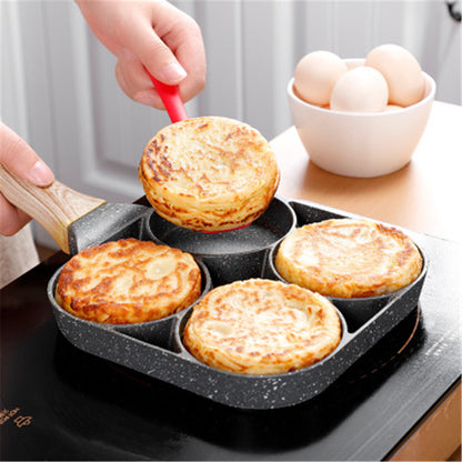 4-Hole Non-Stick Omelet & Pancake Pan – Multi-Functional Breakfast Egg & Burger Maker
