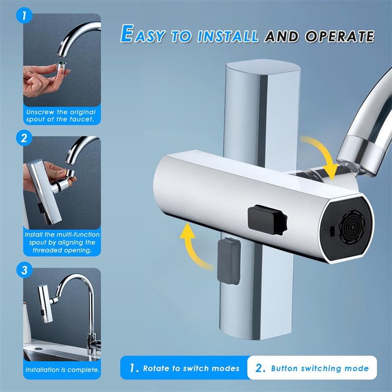 Universal Kitchen Faucet Water Nozzle – Splash Proof Rotating Water Bubbler Extension