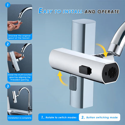 Universal Kitchen Faucet Water Nozzle – Splash Proof Rotating Water Bubbler Extension