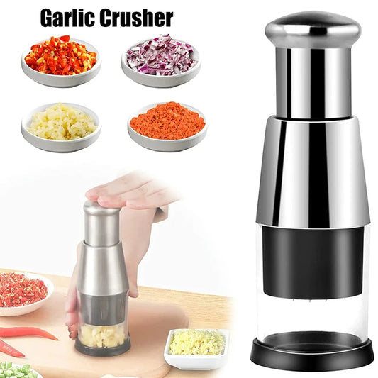 Manual Garlic Press & Vegetable Chopper – Onion Crusher Kitchen Gadget