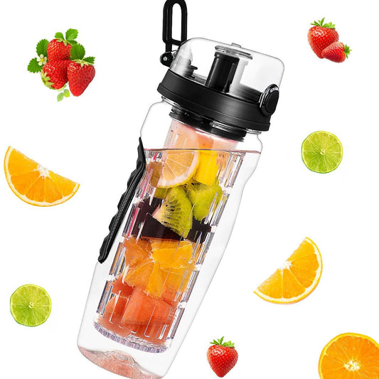 32oz Fruit Infuser Water Bottle – BPA-Free Plastic Sports Bottle with Removable Infuser